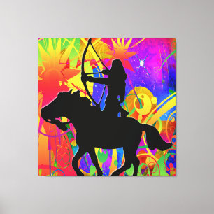  Native American Hunter Stretched Canvasprint Canvas Afdruk