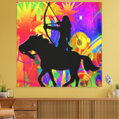  Native American Hunter Stretched Canvasprint Canvas Afdruk (Insitu (Woonkamer))