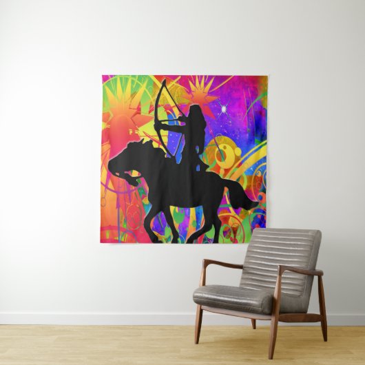 Native American Hunter Tapestry Wandkleed (In situ)