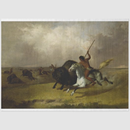 Native American Hunting Buffalo Decoupage Tissuepapier (Voorkant)