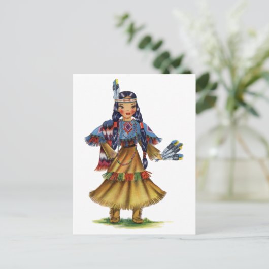 Native American in traditionele kleding Briefkaart (Staand voorkant)