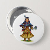 Native American in traditionele kleding Ronde Button 7,6 Cm (Voorkant /achterkant)