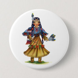  Native American in traditionele kleding Ronde Button 7,6 Cm