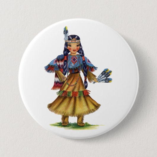Native American in traditionele kleding Ronde Button 7,6 Cm (Voorkant)