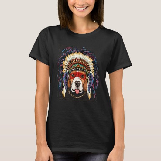 Native American Indian Beagle Dog  Indigenous Peop T-shirt (Voorkant)