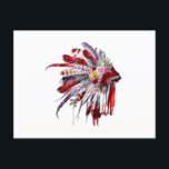 Native american indian bloemen dragen de silhoutte briefkaart<br><div class="desc">Je bent trots op inheemse ameriacanen. Dan is dit ontwerp met de titel indianen silhoutte juist voor jou. Voor iedereen die van indianen houdt,  profiel de natuur,  de amerikanen,  de veren.</div>