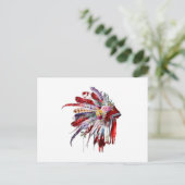 Native american indian bloemen dragen de silhoutte briefkaart (Staand voorkant)