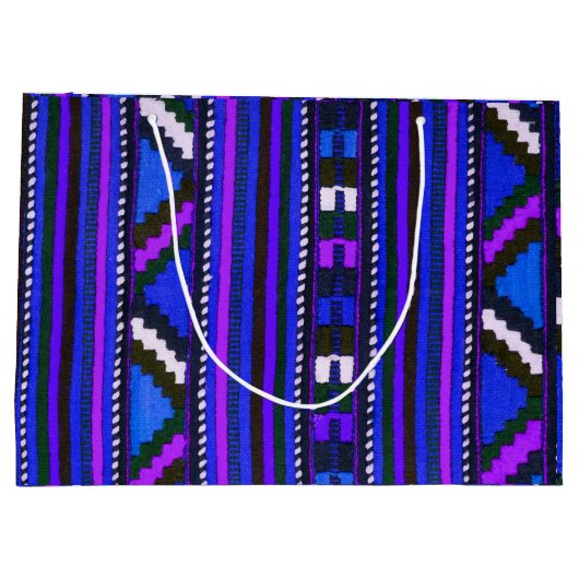 Native American Indian Blue texture design Large Cadeautasje (Achterkant)