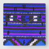 Native American Indian Blue texture design Vierkante Klok (Voorkant)