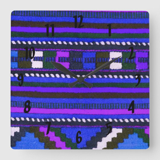 Native American Indian Blue texture design Vierkante Klok (Voorkant)
