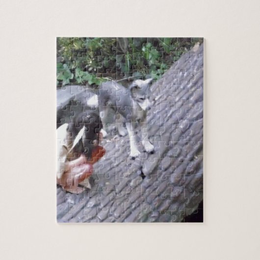 Native American Indian Boy met Wolf afbeelding Legpuzzel (Verticaal)