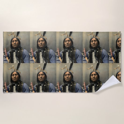 NATIVE AMERICAN INDIAN CHIEF Beach Towels Strandlaken (Voorkant)