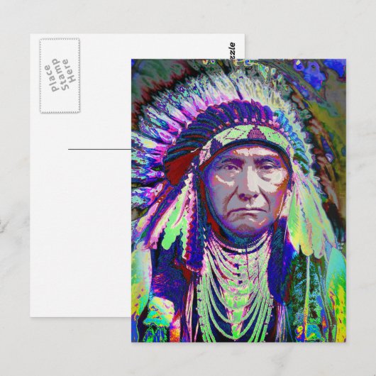 Native American Indian Chief Briefkaart (Voorkant / Achterkant)