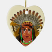 Native American Indian Chief Feather Headdress Keramisch Ornament (Rechts)