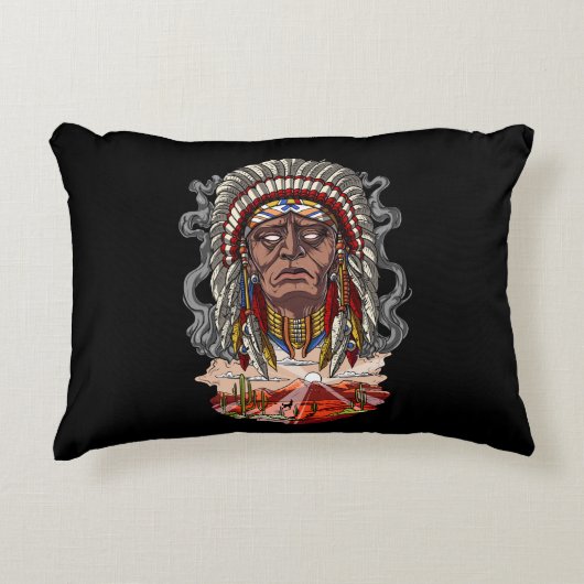 Native American Indian Chief Headdress Accent Kussen (Voorkant)