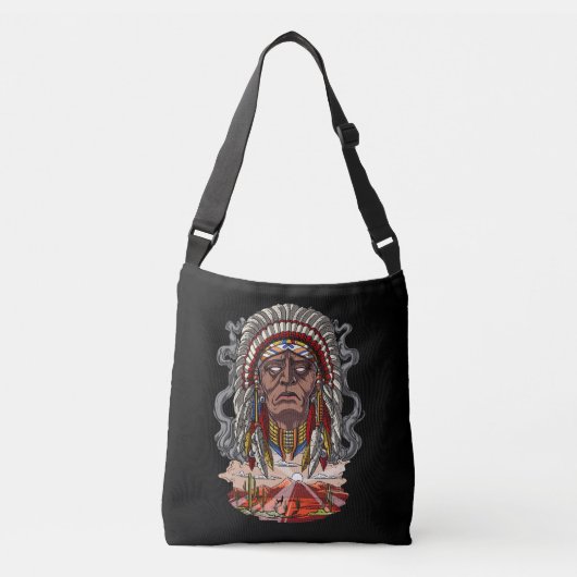 Native American Indian Chief Headdress Crossbody Tas (Voorkant)