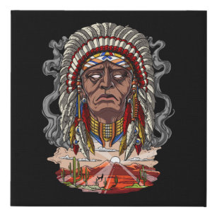 Native American Indian Chief Headdress Imitatie Canvas Print