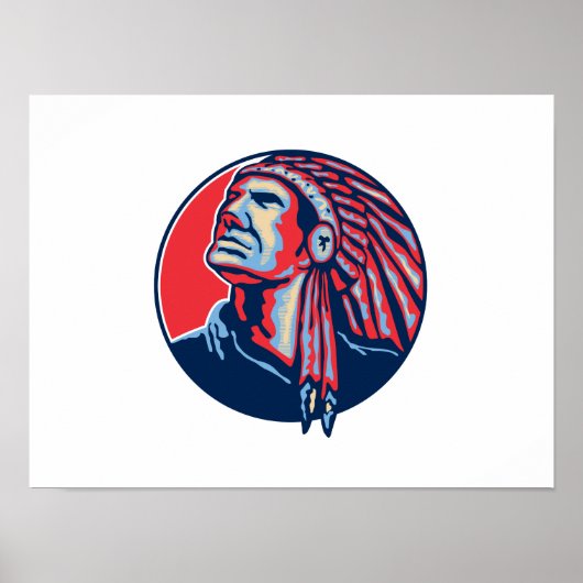 Native American Indian Chief Retro Poster (Voorkant)