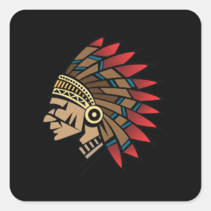 Native American Indian Chief Vierkante Sticker