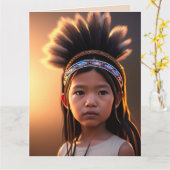 NATIVE AMERICAN INDIAN CHILD ART BIRTHDAY CARDS KAART (Gele Bloem)
