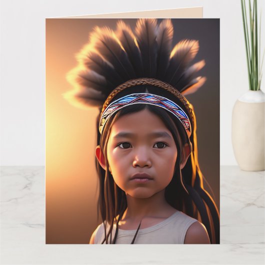 NATIVE AMERICAN INDIAN CHILD ART BIRTHDAY CARDS KAART (Voorkant)