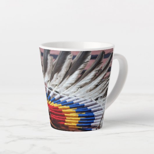 Native American Indian decorated Latte Mug Latte Mok (Rechterhoek)
