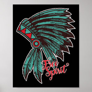 Native American Indian Free Spirit Geweldige Hallo Poster