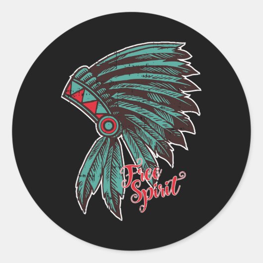 Native American Indian Free Spirit Geweldige Hallo Ronde Sticker (Voorkant)