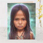 NATIVE AMERICAN INDIAN GIRL ART BIRTHDAY CARDS KAART (Gele Bloem)