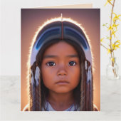 NATIVE AMERICAN INDIAN GIRL ART BIRTHDAY CARDS KAART (Gele Bloem)