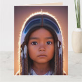 NATIVE AMERICAN INDIAN GIRL ART BIRTHDAY CARDS KAART (Voorkant)