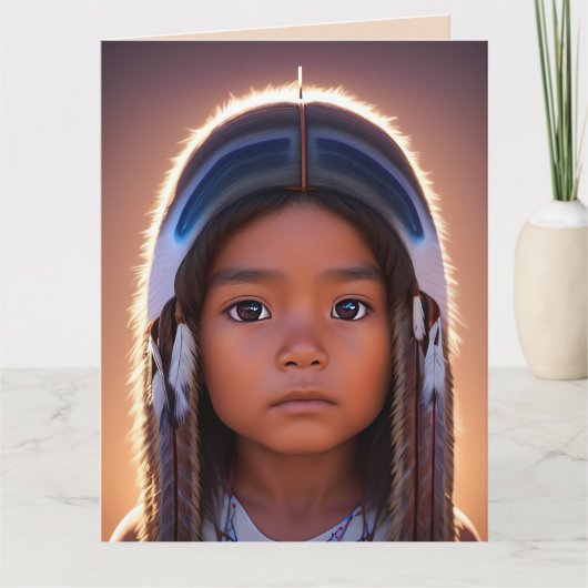 NATIVE AMERICAN INDIAN GIRL ART BIRTHDAY CARDS KAART (Voorkant)