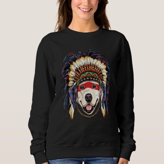 Native American Indian Golden Retriever Indigenous Trui (Voorkant)