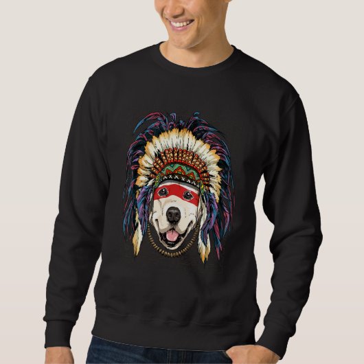 Native American Indian Golden Retriever Indigenous Trui (Voorkant)