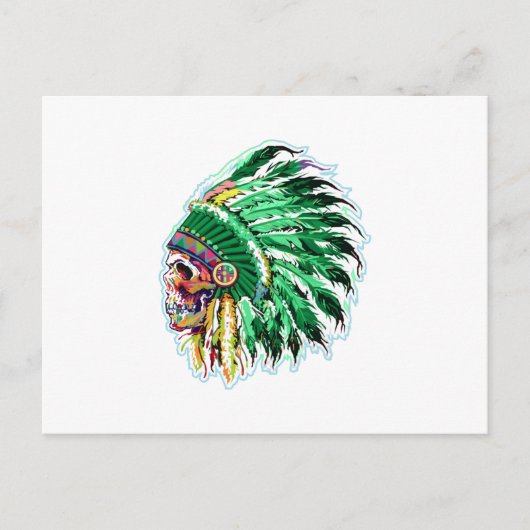 Native american indian green feat silhoutte briefkaart (Voorkant)
