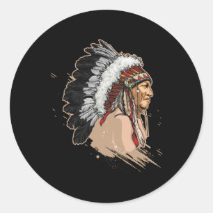 Native American Indian Headdress Ronde Sticker