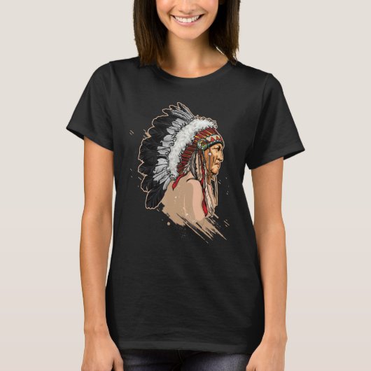 Native American Indian Headdress T-shirt (Voorkant)