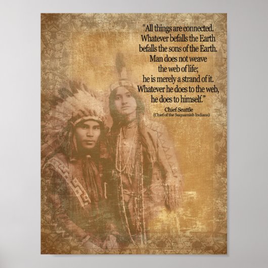 Native American Indian koppel Chief Seattle quote Poster (Voorkant)
