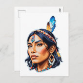 Native American Indian Lady Briefkaart (Voorkant / Achterkant)