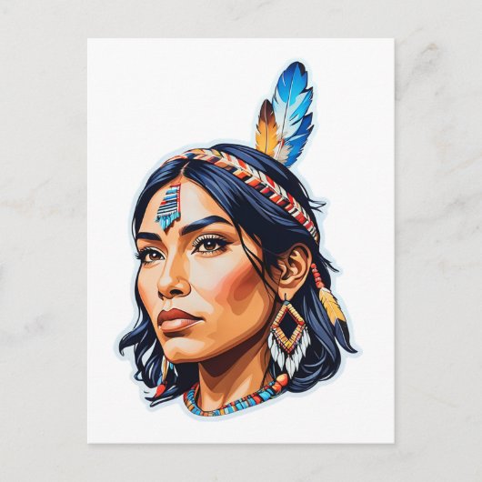 Native American Indian Lady Briefkaart (Voorkant)