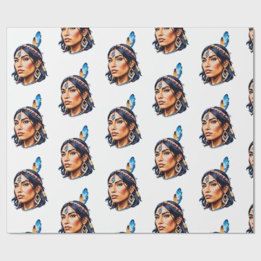 Native American Indian Lady Cadeaupapier (Vlak)