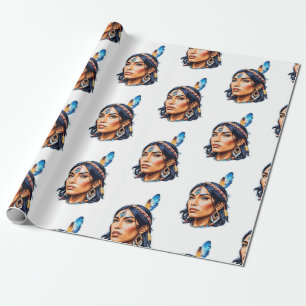 Native American Indian Lady Cadeaupapier