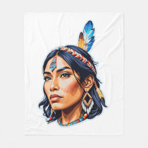 Native American Indian Lady Fleece Deken