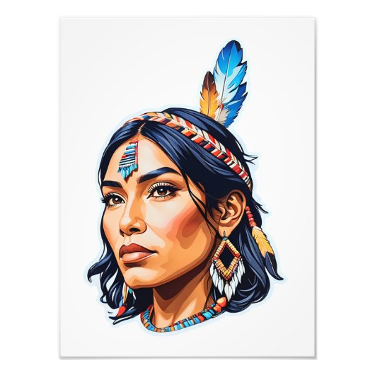 Native American Indian Lady Foto Afdruk (Voorkant)