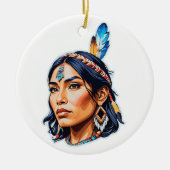 Native American Indian Lady Keramisch Ornament (Voorkant)