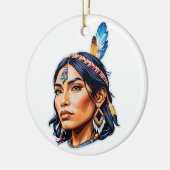 Native American Indian Lady Keramisch Ornament (Links)