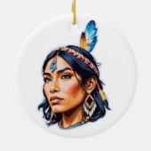 Native American Indian Lady Keramisch Ornament (Achterkant)