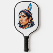 Native American Indian Lady Pickleball Paddle (Achterkant)