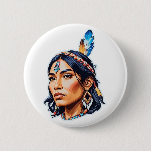 Native American Indian Lady Ronde Button 5,7 Cm (Voorkant)