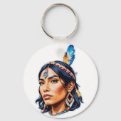 Native American Indian Lady Sleutelhanger (Voorkant)